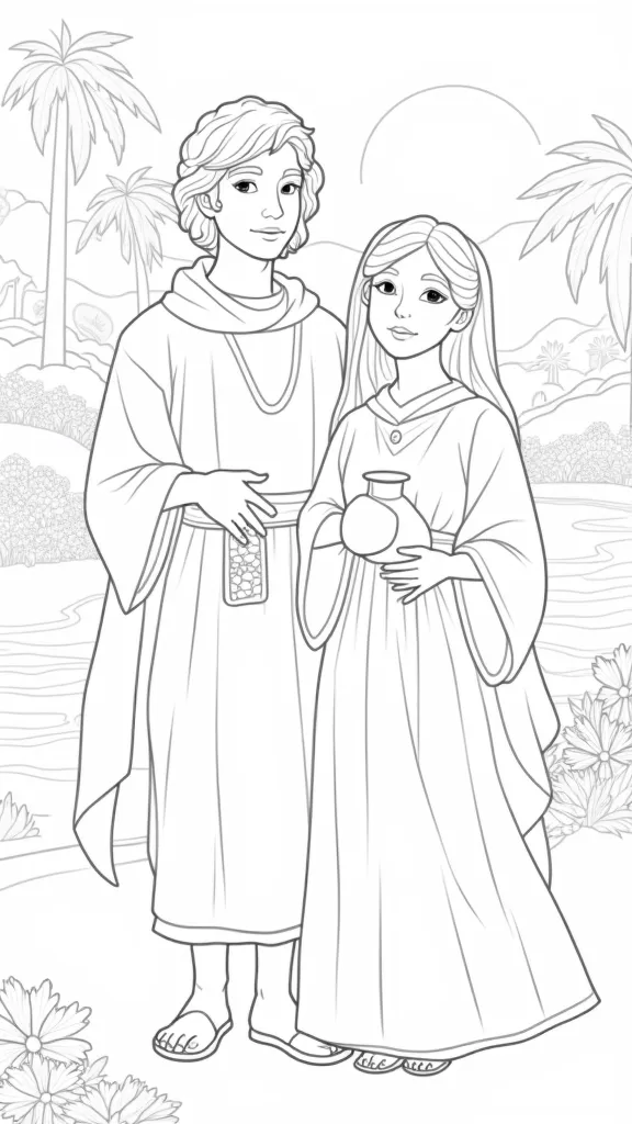 coloriage Isaac et Rebekah